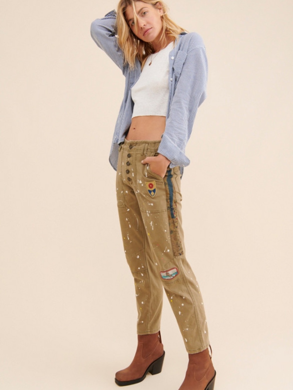 Anthropologie Wanderer Patch Paint Splatter Khakis